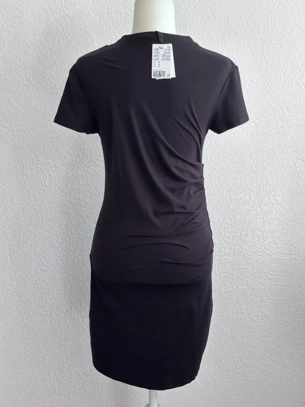 Divided by H&M Black Ruched Mini Dress | Asymmetrical Draped Neck | Size M | NWT - Picture 5 of 9